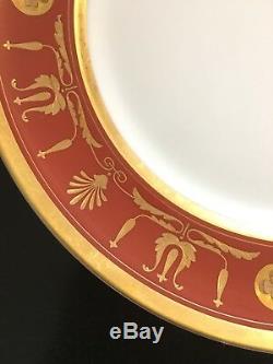 Set of 8 Vista Alegre EMPIRE RED orange Dinner Plates vintage great condition