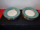 Set Of 9 Faberge Limoges Porcelain Gold Incrusted Turquoise Dinner Plates 10.5