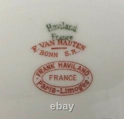 Set of 9 Frank Haviland Limoges Paris Pink & Yellow Swag 9 5/8 Dinner Plate