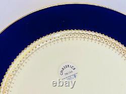 Set of 9 stunning Minton Cobalt blue and Gold Encrusted dinner plates
