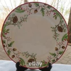 Set of FOUR Pottery Barn Forest Gnome 10 5/8 Dinner Plates New in Box