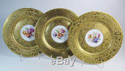 Set of Six Crown Imperial Czechoslovakia Gold Encrusted Dinner Plate 10.75