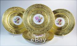 Set of Six Crown Imperial Czechoslovakia Gold Encrusted Dinner Plate 10.75