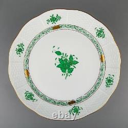 Set of Six Herend Chinese Bouquet Green Dinner Plates #524/AV