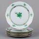 Set Of Six Herend Chinese Bouquet Green Dinner Plates, 6 Pieces, #524/av