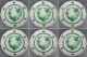 Set Of Six Herend Indian Basket Green Dinner Plates, 6 Pieces #524/fv