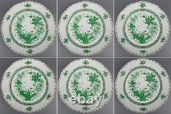 Set of Six Herend Indian Basket Green Dinner Plates, 6 Pieces #524/FV