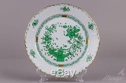 Set of Six Herend Indian Basket Green Dinner Plates, 6 Pieces, #524/FV