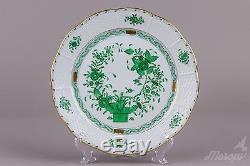 Set of Six Herend Indian Basket Green Dinner Plates, 6 Pieces, #524/FV