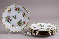 Set of Six Herend Queen Victoria Dinner Plates, 6 Pieces, #1524/VBO