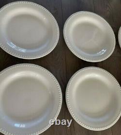 Set of six pottery barn Emma cream beaded 11 dinner plates NEW