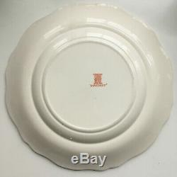 Set x12 Copeland Spode Beverley Orange/Black Transferware China Dinner Plates