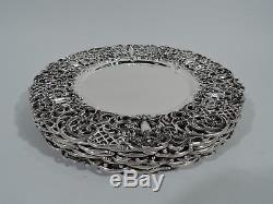 Shreve Chargers 6969 Set 8 Antique Dinner Plates American Sterling Silver