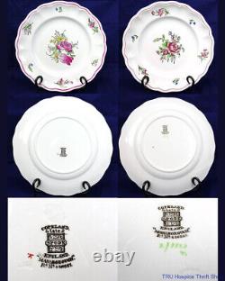 Signed Spode Marlborough Sprays 10.5 Inch Flower Pattern Dinner Plates-Set of 9