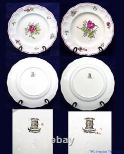 Signed Spode Marlborough Sprays 10.5 Inch Flower Pattern Dinner Plates-Set of 9