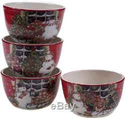 Snowmans Sleigh 16 pc Ceramic Dinnerware Set Christmas Dinner Plates Bowls Mugs