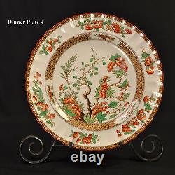 Spode Copeland 4 Dinner Plates 10 3/8 Hand Painted India Tree 1948 Rust Green