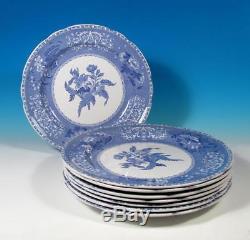 Spode Copeland SET (8) Camilla Blue & White Vintage Mark Dinner Plates EXC