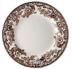 Spode Delamere Collection 10.5 Inch Round Dinner Plates, Set of 4 Brown/White