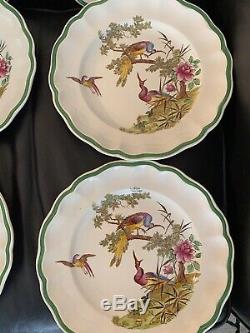 Spode Dinner Plates Set of 6 Peacock Bird Flowers Antique Copeland 739640 RARE