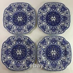 Spode Mazel Tov Plate Judaica Collection Blue Floral Star of David (Set of 4)