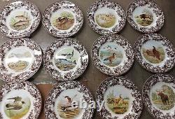 Spode Woodland Set Of 12 Dinner Plates- 12 different designs- 4 birds, 3 fish ++