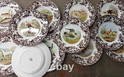 Spode Woodland Set Of 12 Dinner Plates- 12 different designs- 4 birds, 3 fish ++