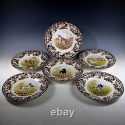 Spode Woodland Set Of 6 Dinner Plates- 5 Different Dog Designs+ Red Fox