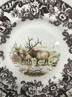 Spode Woodland Winter Scenes Elk Dinner Plates Set of 4 New