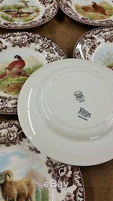 Spode Woodland set of 6 dinner plates includes big horn sheep, red fox and birds