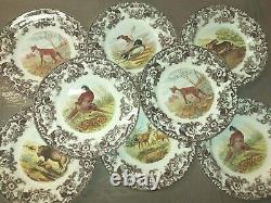 Spode Woodland set of 8 dinner plates- Pheasants, Red Fox, Mallard and more