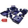 Square Dinner Plates Set Of 45 Blue Porcelain Formal Dining Microwavable Dish