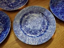 Stangl Caughley Cobalt Dinner Plates Spongeware Made For Tiffany & Co Set Of 5