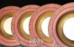 Stunning Set of 11 Crown England Sutherland Raised Gold Encrusted Plates 10