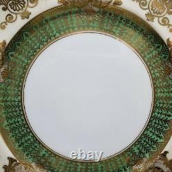 Stunning Set of 6 Noritake Service Cabinet Porcelain Dinner Plates Green & Gold