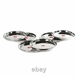 Sumeet Stainless Steel Round Dinner Plates Thali 11.5 Set of 6 Pieces
