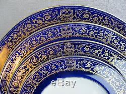 Superb rare antique/vintage MINTON cobalt blue sphinx Dinner Plate Set / Service