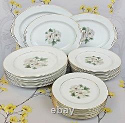 Superb vintage R. C. Noritake White Rose Dinner Service Set for 6 plates cups