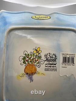 Tabletops Hand Painted Collection MA MAISON Square DINNER PLATES Set of 4 -B#