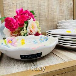 Tahari Melamine Spring Wildflowers Dinner Plates/ Bowls with Scalloped Rim 12 Pc