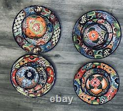 Talavera Dinnerware 12 Piece 4 Plate Settings Colorful Floral Mexican Hand Paint