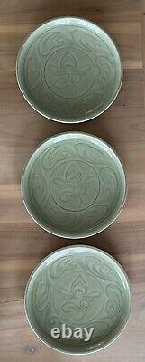 Thai Celadon 11 Dinner Plates Glazed Jade Green Made In Thailand Set of 3