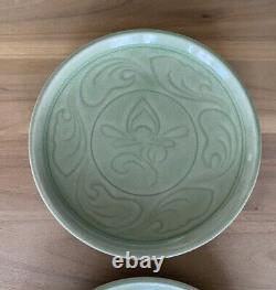 Thai Celadon 11 Dinner Plates Glazed Jade Green Made In Thailand Set of 3