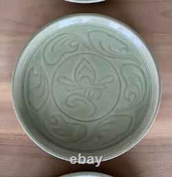 Thai Celadon 11 Dinner Plates Glazed Jade Green Made In Thailand Set of 3