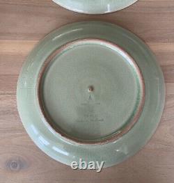 Thai Celadon 11 Dinner Plates Glazed Jade Green Made In Thailand Set of 3