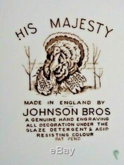 Thanksgiving Set (6) Turkey Plates Johnson Bros HIS MAJESTY VTG England Old Mark