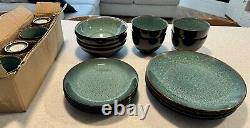 Threshold Belmont Green Stoneware Set Dinner Plates, Salad, Bowls, NEW mugs
