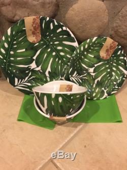 Tommy Bahama NEW Palm Leaf Dinner 21 PC/Tropical Dinner SetMelamine