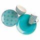 Turquoise 16 Piece Dinnerware Set Serves 4 Dinner Plates Bowls Earthware Home