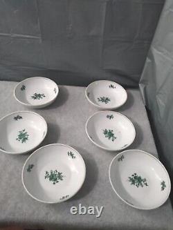 VA Vista Allegre Portugal Green Rose Flower SET Plates Salad Plates Saucers Cups